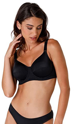 Lovable Reggiseno con Ferretto in Micro con Sottocoppa in Cotone, non Imbottito, Sostegno e Comfort, Taglie Forti, Art. 4120, Shaping Donna, Nero, 36 / 4C