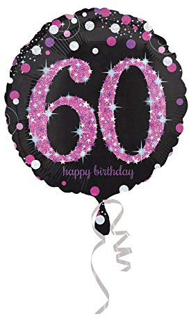 Amscan 3378601 - Standard Folienballon Happy Birthday 40, Durchmesser circa 43 cm, Heliumballon, Geburtstag