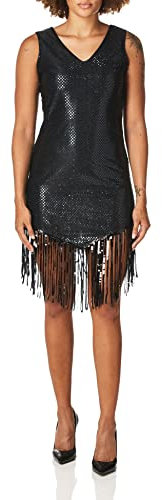 Forum Novelties Damen 20er Jahre Fransen Flapper Kleid, Schwarz, Plus, schwarz, Mehr