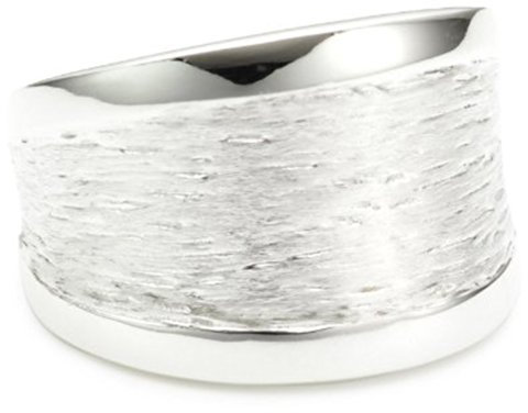 Vinani Damen Ring 925 Silber - Rillenmotiv massiv gebürstet Seiten glänzend aus 925 Sterling Silber für Frauen - RMG62