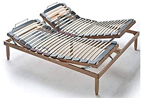 Evergreenweb - Rete Matrimoniale 180x200 con Doghe in Legno 2 Alzate Manuali Separate ALZA Testa e Piedi Ortopedica Regolatori di Rigidità, Gambe Smontabili Base Letto da Incasso Rinforzata - Offerta