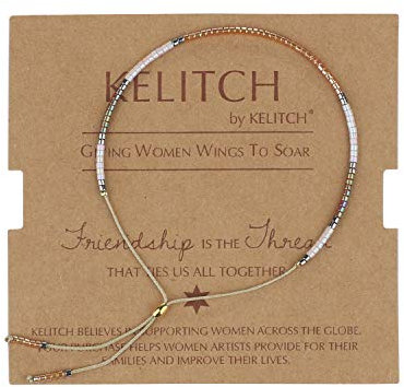 KELITCH Damen Kristall Freundschaftsarmbänder Handgemachte Neue Miyuki Perlen Charm Armbänder Armreifen (Orange)