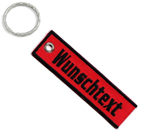 Personalisierter Schlüsselanhänger bestickt mit Wunschtext 10cm x 2,8cm Nach Wahl