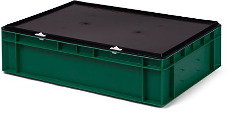 Lagerbehälter/Euro-Transport-Stapelbox KTK 600/145-0, grün, mit Verschlußdeckel, 600x400x156 mm (LxBxH), aus PP,