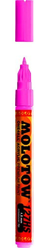 Molotow ONE4ALL Acrylic Paint Marker, 1.5mm, Neon Pink Fluorescent, 1 Each (127.431)