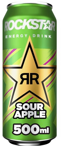 Rockstar Energy Drink Sour Apple - Saures, koffeinhaltiges Erfrischungsgetränk für den Energie Kick, EINWEG (1 x 500ml) (Verpackungsdesign kann abweichen)