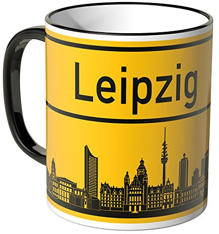 WANDKINGS® Tasse, Skyline Leipzig - SCHWARZ