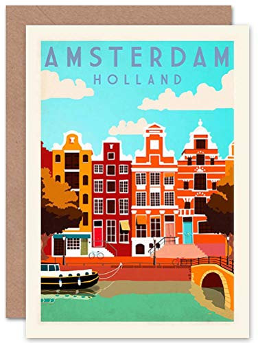 Wee Blue Coo Reisen Amsterdam Holland Niederlande Kanal Abschiedskarte