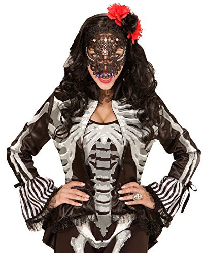 Amakando Blumen Haarschmuck Rosen Haarreif rot-schwarz Dia de los Muertos Kopfschmuck Tag der Toten Haarreifen Rose La Catrina Diadem Halloween Gothic Schmuck