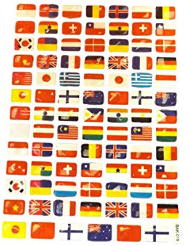 Fat-catz-copy-catz 3x sheets of Flags of the World Country Stickers for kids Girls boys, craft, scrap books, card making, gift party bags 270+ stickers