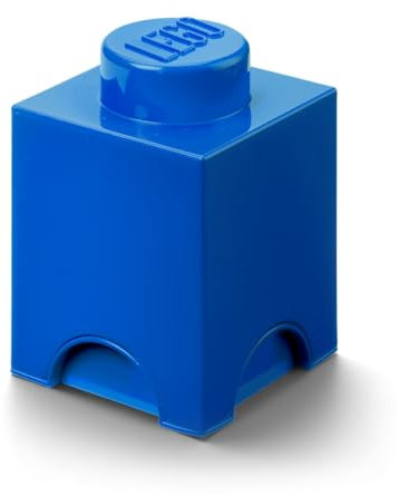 LEGO Storage Brick 1 Knob Blue, Stackable Storage Box 1.2L - Plastic Storage Box with Lid, Desk Organizer and Toys