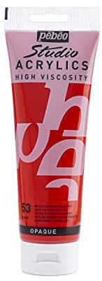 Pébéo - Acrylique Fine Studio Acrylics - Peinture Acrylique Rouge - Rouge Cadmium Foncé Imitation - 250 ml 169-053