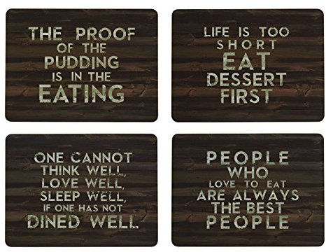 Kitchen Craft - 4 Tovagliette all'Americana Laminate, Retro in Sughero, Motivo: Aforismi [Lingua Inglese]