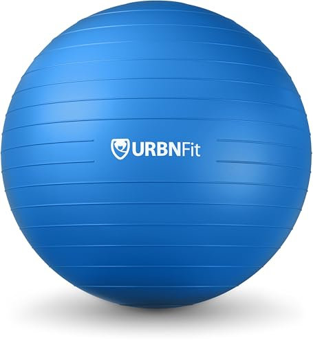 URBNFit Gymnastikball 55cm - Gymnastik Sitzball für Büro, Schwangerschaft, Sport - Pilates Ball, Yoga Ball - Balance & Fitnessball mit Pumpe (Blau)