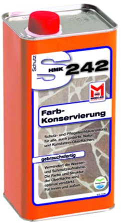 HMK S242 Farbkonservierung - 5 Liter - Gebrauchsfertige, lösemittelhaltige Spezial-Imprägnierung mit Farbtonvertiefung für Natur- und Kunssteine, Terrazzo- und Betonwerkstein