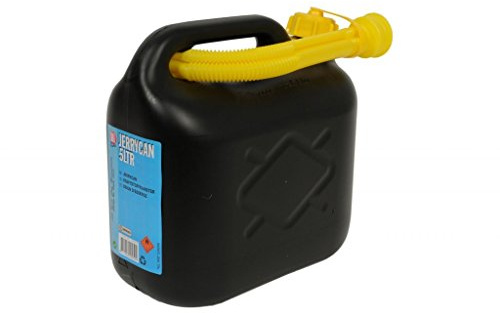 All Ride JERRYCAN 5 LITER BLACK PLASTIC FUEL CAN WITH SAFETY CAP FLEXIBLE SPOUT
