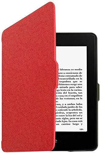 OcioDual Custodia Con Chiusura Magnetica Similpelle Magnete per Kindle Paperwhite 3/2/1 G.7/6/5 Rosso