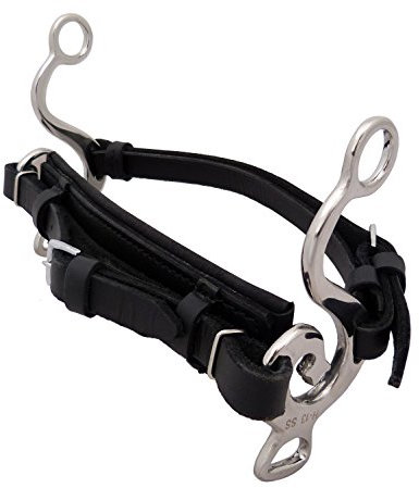 Hackamore Nasenriemen Zaum Reithalfter aus Leder mit Edelstahlbeschlag und Polsterung - Unisize