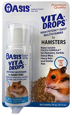 Oasis Hamster Vita-Drops All-in-1 Multivitamins - Daily Vitamin Supplement Supports Healthy Bones & Teeth, Joints & Digestion, Promotes Healthy Skin Coat, Orange Flavor, 2-Ounces