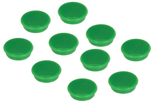FRANKEN Magnete Rund, 10 Stück, Hochwertige Haftmagnete für Büro, Haushalt, Werkstatt, ideal für Whiteboards, Kühlschrank, Plantafeln oder Schaukästen, 38 mm, Grün, HM38 02