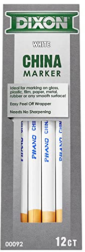 Dixon Phano Peel-Off China Marker Pencils, White, 12-Count (00092)