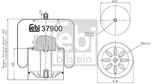 febi bilstein 37900 Luftfederbalg mit Stahlkolben, 1 Stück