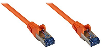 Good Connections Cat.6A Ethernet LAN Patchkabel mit Rastnasenschutz RNS, S/FTP, PiMF, halogenfrei, 500MHz, OFC, 10-Gigabit-fähig (10/100/1000/10000-Base-T Ethernet Netzwerke) - z.B. für Patchpanel, Switch, Router, Modem - orange, 15m