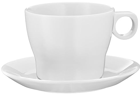 WMF Barista Café au Lait Tasse 225ml, Kaffeetasse mit Untertasse, Kaffeeglas, Porzellan, spülmaschinengeeignet