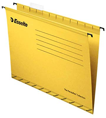Esselte Classic Reinforced Suspension File, A4, Pack of 25, Tabs Included, Yellow, 90314