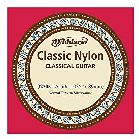 D'Addario J2705, cuerda individual de nailon para guitarra clásica, tensión normal, quinta cuerda