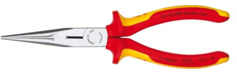 KNIPEX Tools - Long Nose Pliers with Cutter, 1000V Insulated (2618200US), 8 inches
