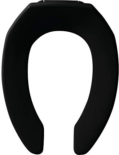 CHURCH 295SSCT 047 WC-Sitz, offen, vorne ohne Deckel, löst sich nie und reduziert Rückrufe, ausziehbar, Kunststoff, schwarz
