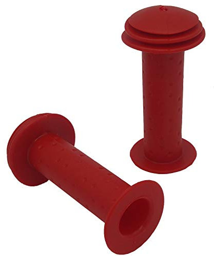 Land-Haus-Shop® Fahrradgriffe, Fahrrad Griffe, Roller Lenkergriffe, Moosgummi Überzug/Schaumstoff oder Leder Optik Kunstleder Retro Look (Kinder-Fahrradgriffe Rot)