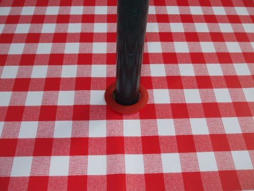 140 x 250 cm Nappe Rectangulaire en PVC/vinyle – Vichy rouge avec trou parasol