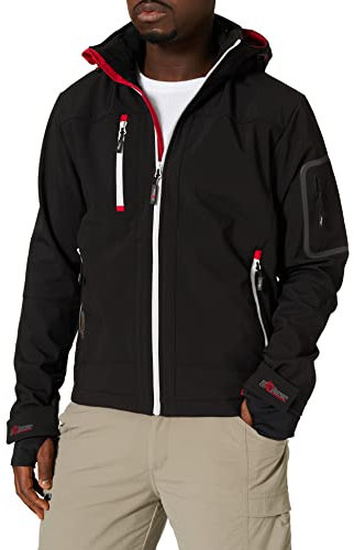 U-Power Metropolis, giacca in pile da uomo Soft Shell, abbigliamento invernale casual, con cappuccio, tessuto elasticizzato, impermeabile, giacca a vento, cappotto imbottito con zip intera (BLACK CARBON_XS)