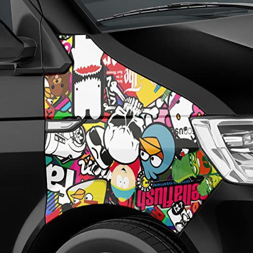 Auto-Dress Stickerbomb Auto-Folie mit Luftkanal-Technik für 3D Car-Wrapping (100x150cm, Design: Sponge, Farbe: Bunt, Finish: Glanz)