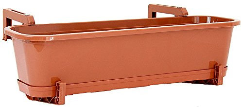 Wamat Blumenkasten mit Untersetzer und Halterungs-Set Blumentopf Balkonkasten 4 Größen 8 Farben Neu ! (80 cm, Terracotta)
