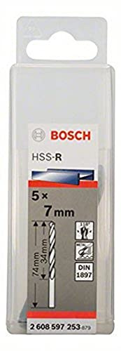 Bosch Professional Accessories Professional Karosseriebohrer HSS-R rollgewalzt (5 Stück, Ø 7 mm), Durchmesser: 7/Gesamtlänge in mm: 74