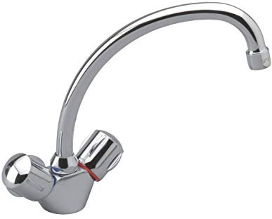 Mélangeur d'évier ULYSSE C monotrou avec bec tube orientable, têtes 15x21 à clapet guidé, chromé Réf D1689AA