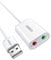 Ugreen USB sound card external adaptor with 3.5 mm earphone and microphone jack; plug and play sound card suitable for computer, notebook, Ultrabook, tablet, Macbook, compatible with Windows XP, 7, 8, Vista, Chrome OS, Mac OS, Linux etc. white White USB Soundkarte