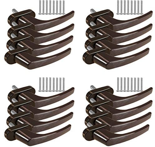 16 x Alu Fenstergriff in Braun RAL 8019 - Stiftlänge 30mm