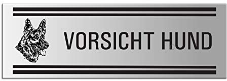 Vorsicht Hund Schild Hundewarnschild 240x80 mm Aluminum silbermatt selbstklebend Nr.25101-E