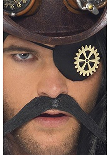 Smiffy's 28413 - Steam Punk Eyepatch mit COG, schwarz