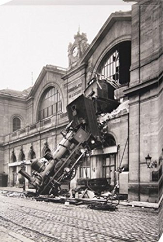 1art1 Züge Poster Zugunglück Am Bahnhof Montparnasse, Paris, Frankreich, 1895 Bilder Leinwand-Bild Auf Keilrahmen | XXL-Wandbild Poster Kunstdruck Als Leinwandbild 120x80 cm
