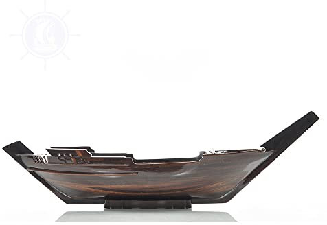 Old Modern Handicrafts Dhow Boat Sushi Tray - an Indian Style Wooden Trey for Décor and Food - 70L x 14W x 21H Cm