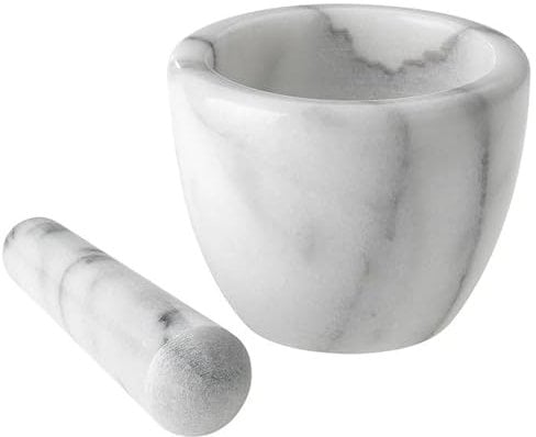 Westmark Mortier avec Pilon en Marbre, Haut, Diamètre intérieur: env. 7,5 cm, Gourmet, Blanc/Gris, 69592260