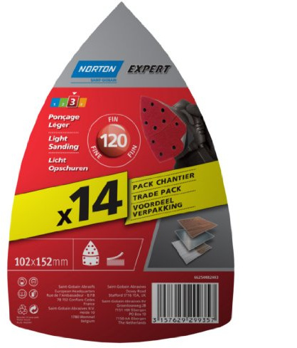 Norton Lot de 14 Patins expert 102 x 152 Grain 120