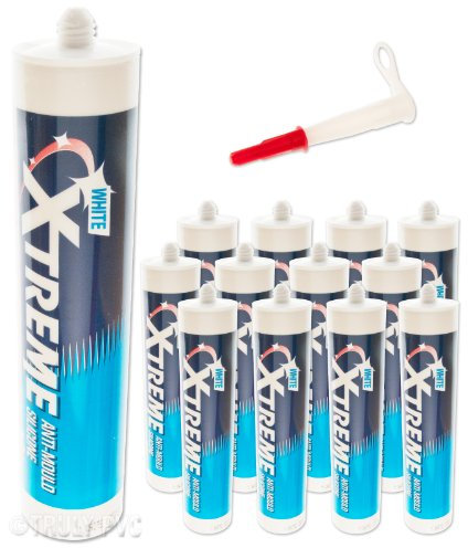 12 x White Bond-It Xtreme Silicone Sealant for bathrooms, kitchens, bath, wet room - Anti-Mould Silicone Premiere Range BDSANX