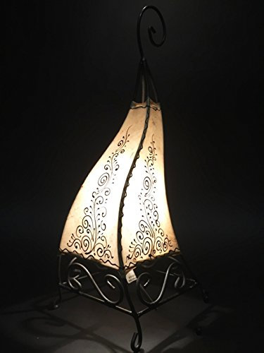 orientale lampada da tavolo rahaf 50 cm Pelle lampada Henna lampada lampada | marocchino piccola lampada da tavolo in metallo, paralume in pelle | orientale decorazione in Marocco, colore naturale