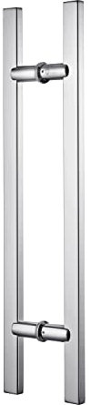 Togu TG-6017 18 inches Length Square/Rectangle H-Shape Heavy-Duty Stainless Steel 304 Push Pull Door Handle/Barn Door Pull Handle/Glass Pulls, Mirror Polished Chrome Finish
